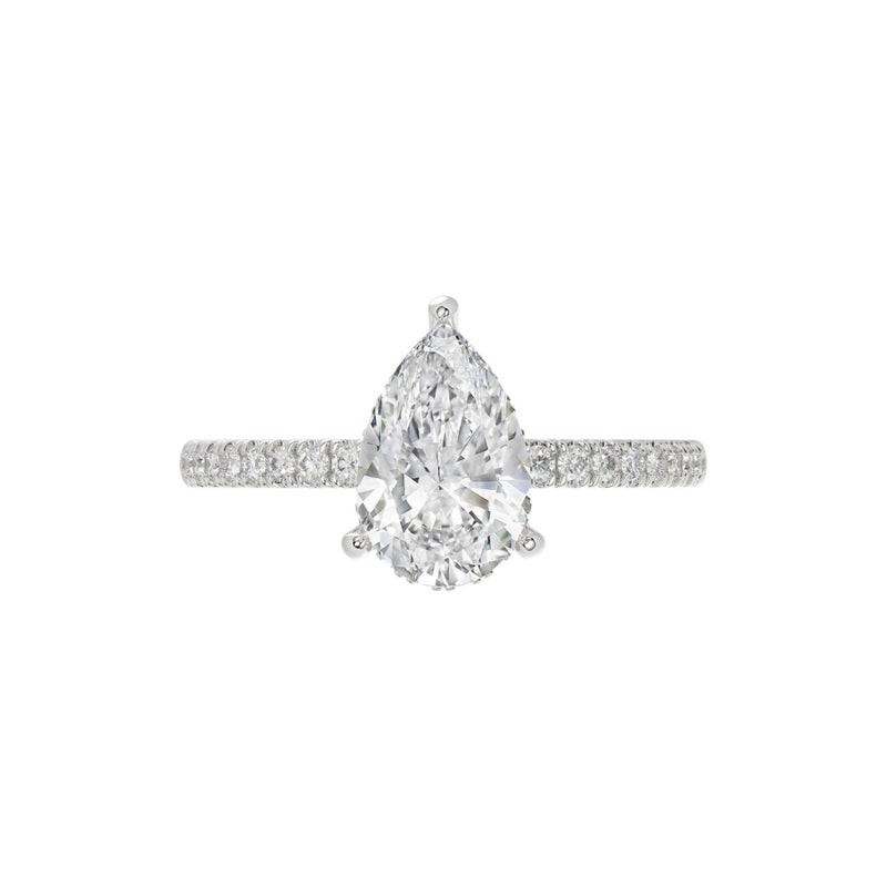 14K WHITE GOLD 2 3/4CT ROUND/PEAR DIAMOND LADIES RING (CENTER STONE PEAR DIAMOND 2CT)