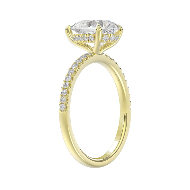 14K YELLOW GOLD 2 3/4CT ROUND/PEAR DIAMOND LADIES RING (CENTER STONE PEAR DIAMOND 2CT)