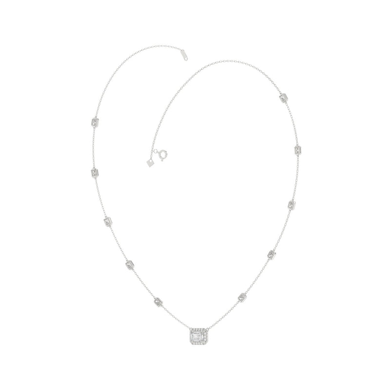 14K WHITE GOLD 2 1/4CT ROUND/EMERALD DIAMOND LADIES NECKLACE