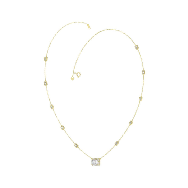 14K YELLOW GOLD 2 1/4CT ROUND/EMERALD DIAMOND LADIES NECKLACE