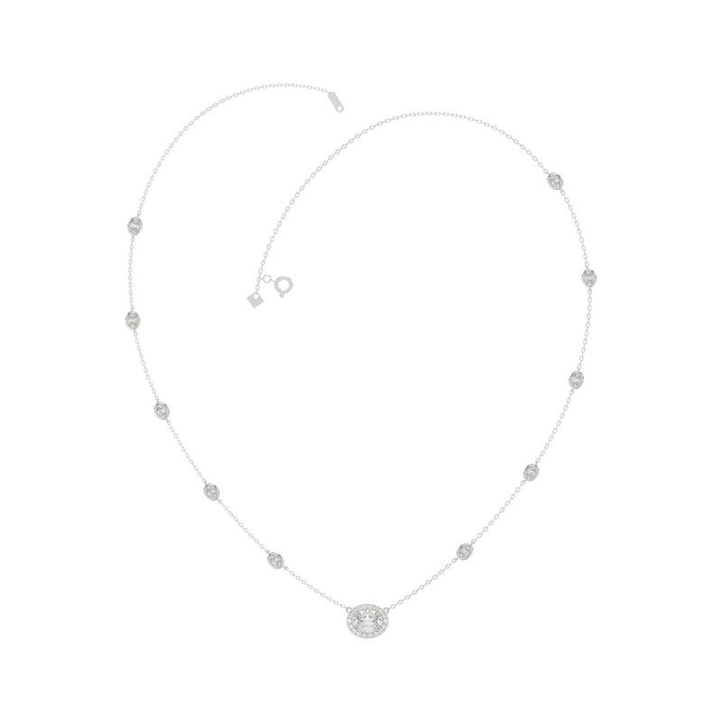 14K WHITE GOLD 2 1/4CT ROUND/OVAL DIAMOND LADIES NECKLACE