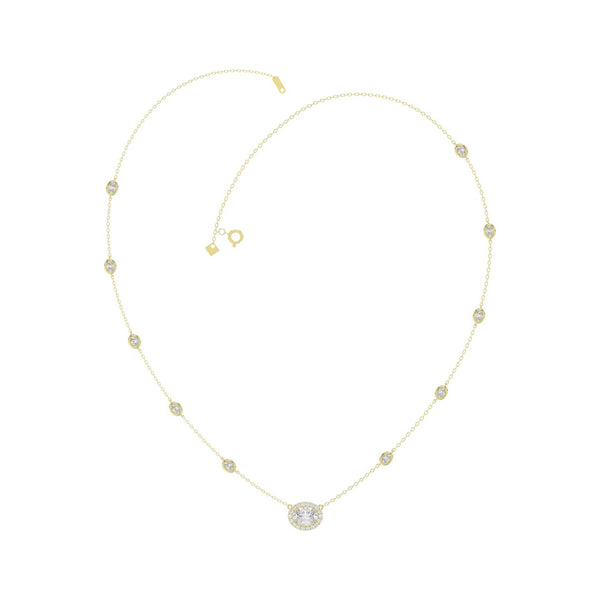 14K YELLOW GOLD 2 1/4CT ROUND/OVAL DIAMOND LADIES NECKLACE