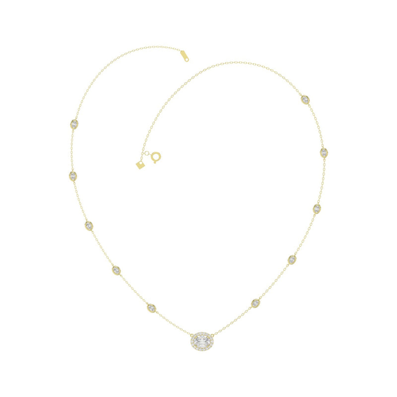 14K YELLOW GOLD 2 1/4CT ROUND/OVAL DIAMOND LADIES NECKLACE