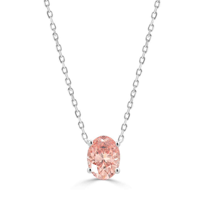 ETERNAL BLUSH COLLECTION 14K WHITE GOLD 1.00CT OVAL PINK DIAMOND LADIES PENDANT