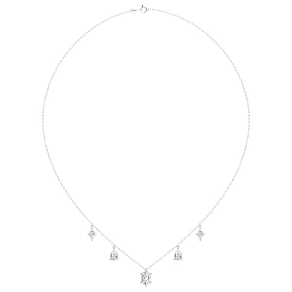 14K WHITE GOLD 3 1/2CT PEAR/HEXAGON/LOZENGE DIAMOND LADIES NECKLACE