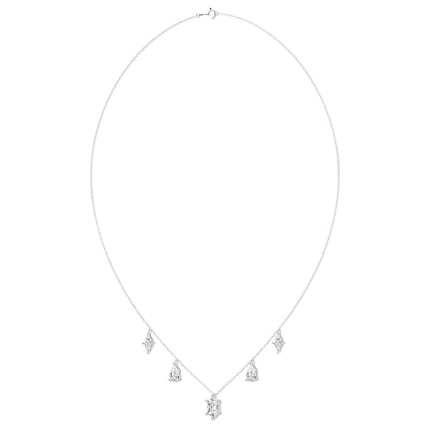 14K WHITE GOLD 3 1/2CT PEAR/HEXAGON/LOZENGE DIAMOND LADIES NECKLACE