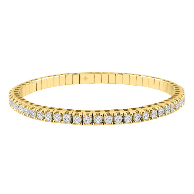 14K YELLOW GOLD 5.00CT ROUND DIAMOND LADIES FLEXIBLE BANGLE