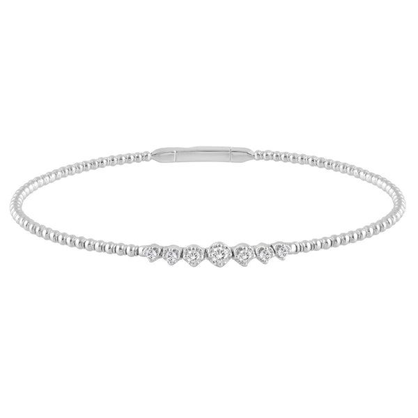 9K WHITE GOLD 1/4CT ROUND DIAMOND LADIES BANGLE