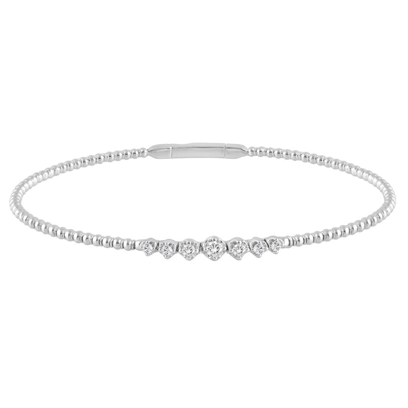 9K WHITE GOLD 1/4CT ROUND DIAMOND LADIES BANGLE