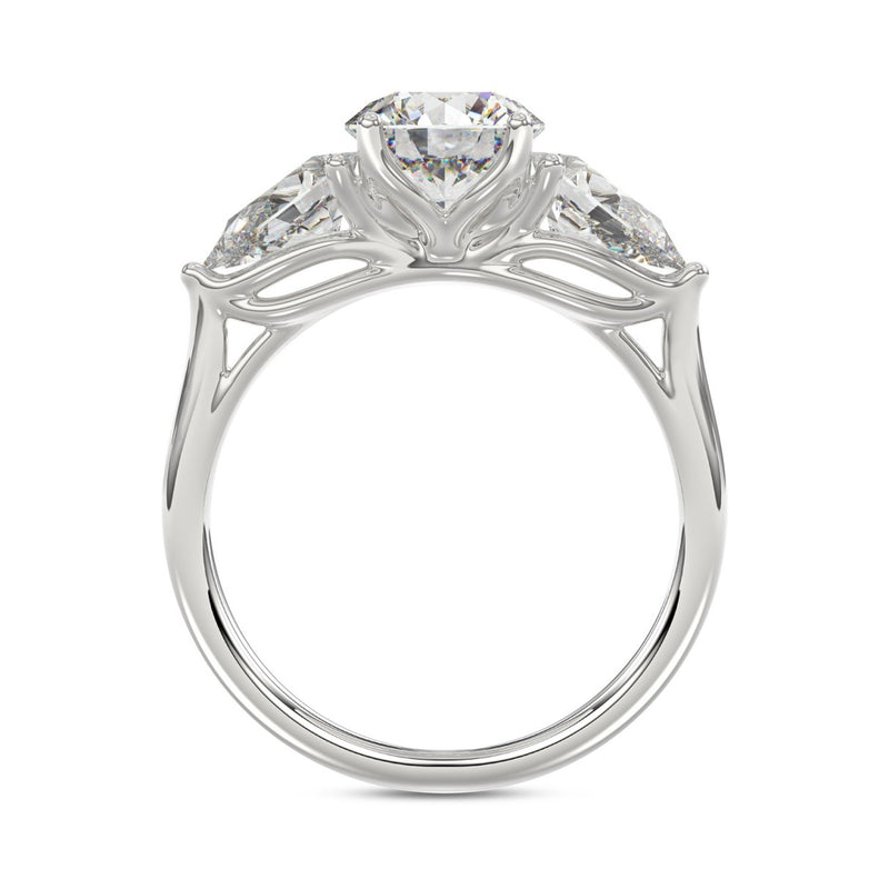 14K WHITE GOLD 2 1/3CT ROUND/PEAR DIAMOND LADIES RING (CENTER STONE ROUND DIAMOND 1 1/4CT)