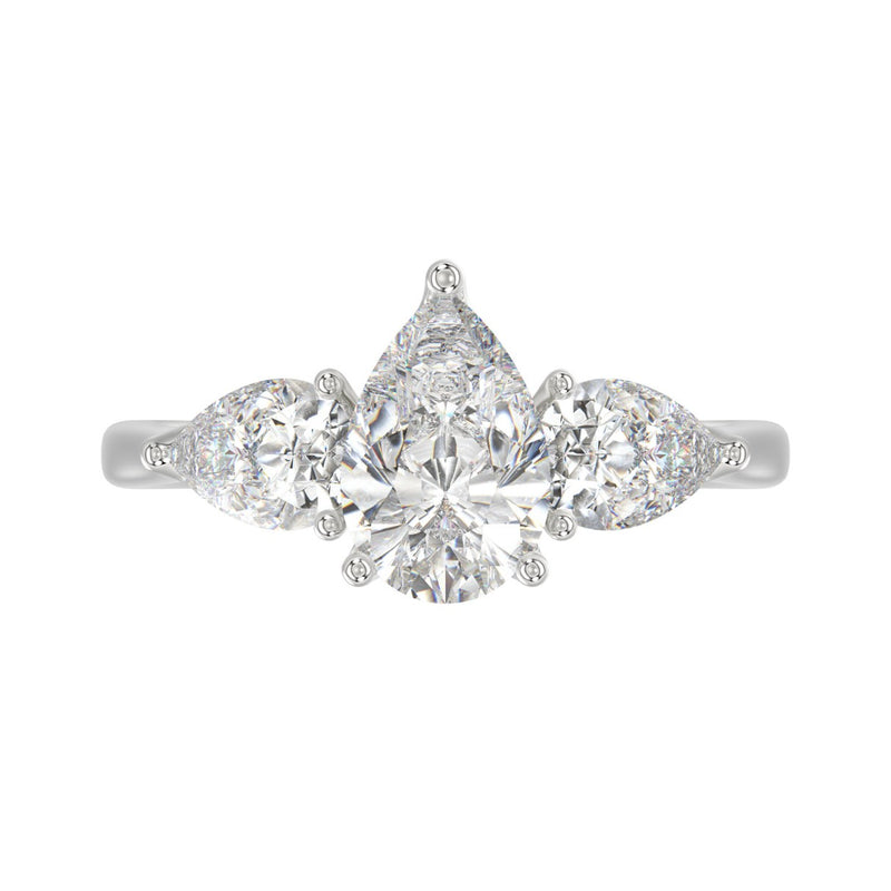 14K WHITE GOLD 2 5/8CT PEAR DIAMOND LADIES RING (CENTER STONE PEAR DIAMOND 1 1/2CT)