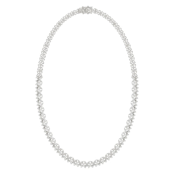 LADIES NECKLACE 19 1/2CT ROUND/PEAR/MARQUISE DIAMOND 14K WHITE GOLD