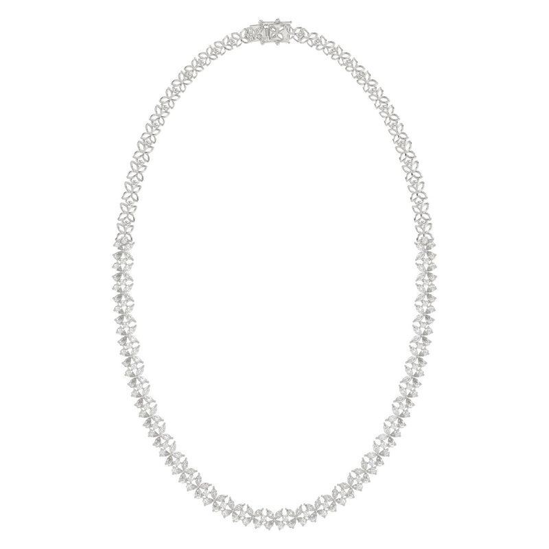 LADIES NECKLACE 19 1/2CT ROUND/PEAR/MARQUISE DIAMOND 14K WHITE GOLD
