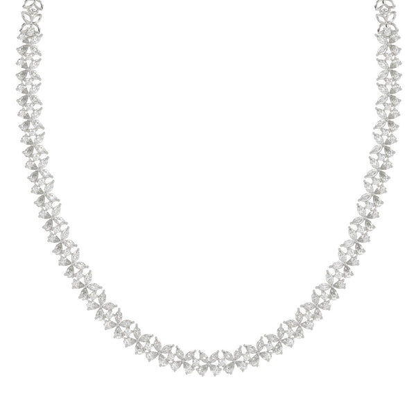 LADIES NECKLACE 19 1/2CT ROUND/PEAR/MARQUISE DIAMOND 14K WHITE GOLD